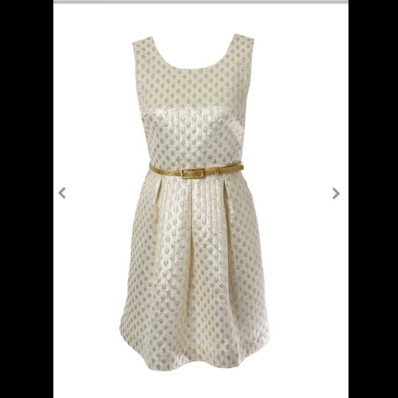 🎉Host Pick🎉 Rickis - Metallic Gold Dot Dress - Picture 1 of 4